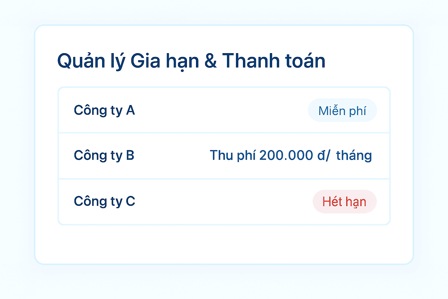 Company list screenshot
