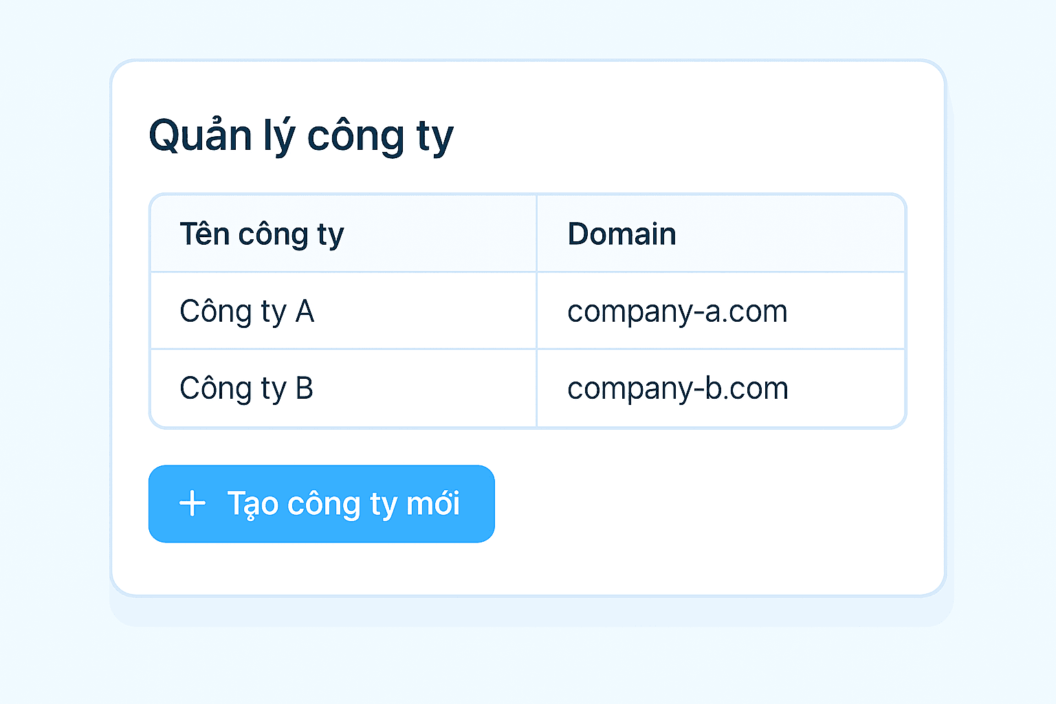 Company list screenshot