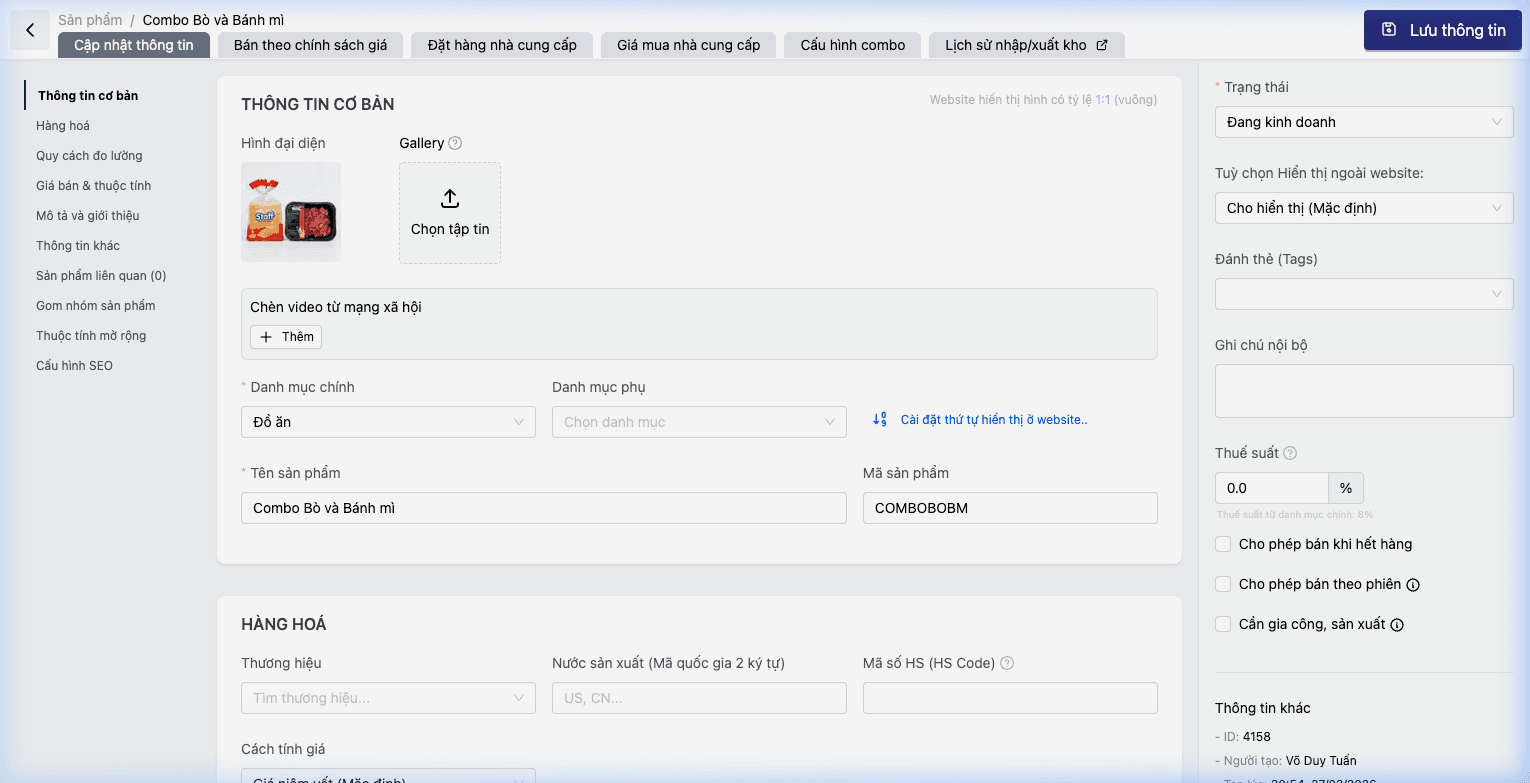 Quản lý media sản phẩm