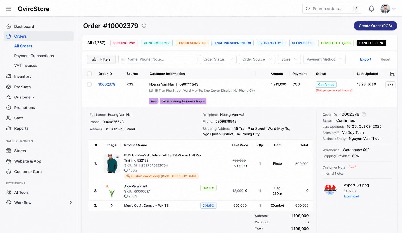 Order List Expand
