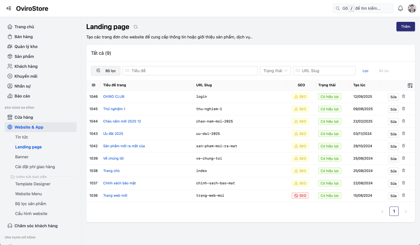 Giao diện Landing Page Builder