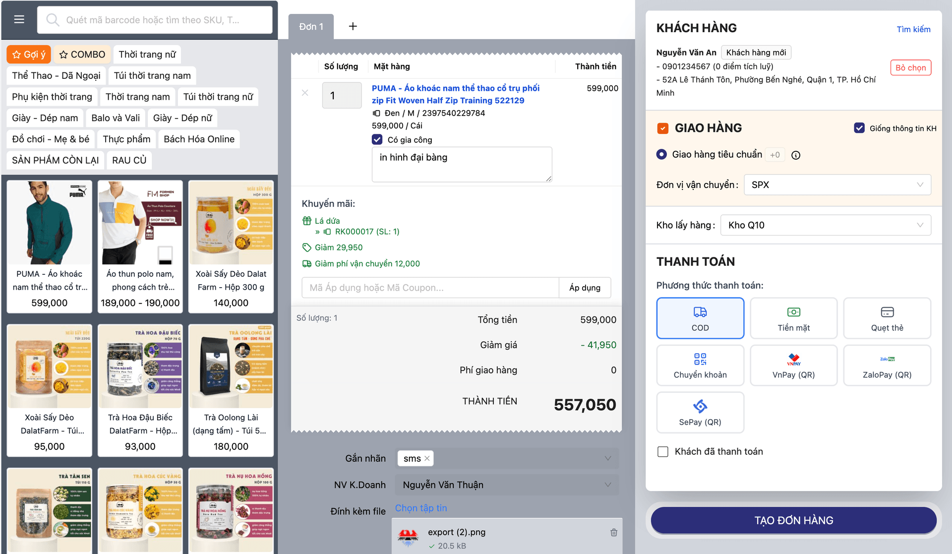 Giao diện đặt chỗ dịch vụ